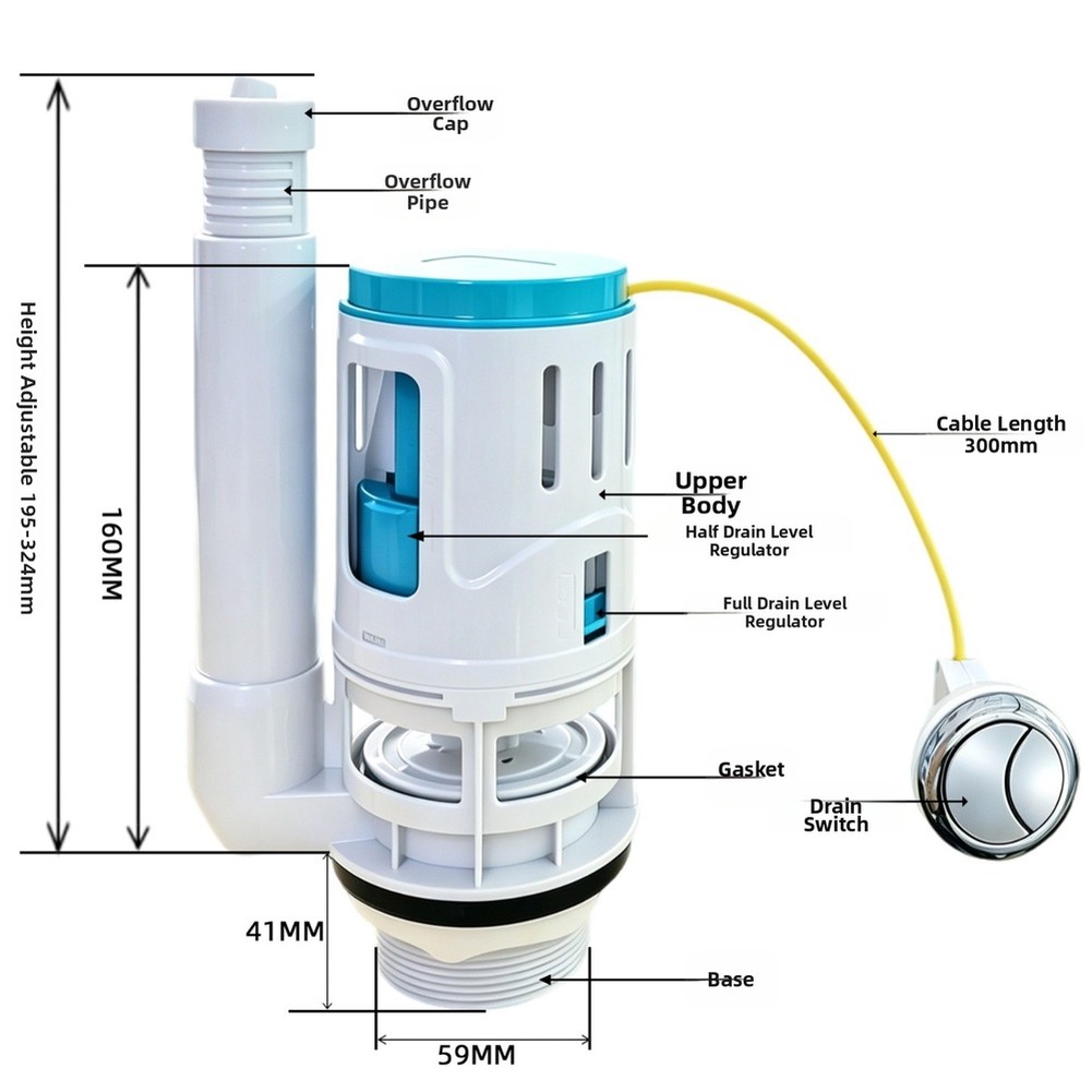 1 Stück Dual-Flush-Ventil mit  – Toilet Fill Valve Bewertung und Preis